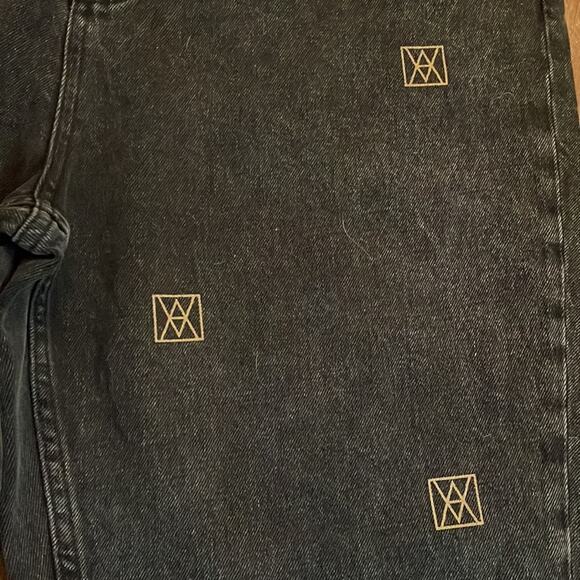 Amendi Jeans Black Logo High Waist Denim Size 32x32 New Retails $285 - Picture 5 of 11